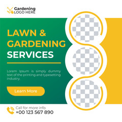 Lawn and gardening service social media banner.