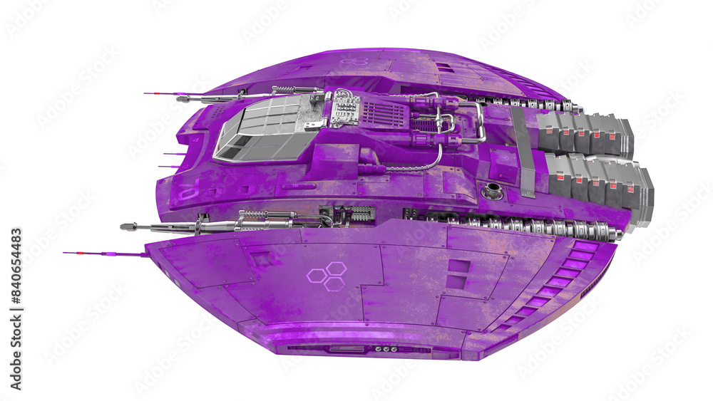 Wall mural alien spaceship is passing by on drone side view