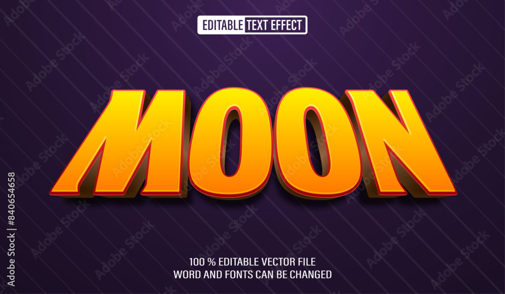 Poster editable 3d text style effect - moon cartoon text effect template
