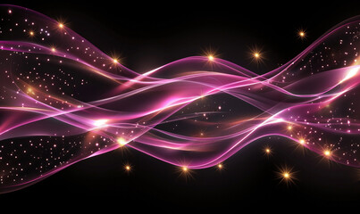 Fototapeta premium Elegant Black and Pink Glowing Wavy Abstract Background