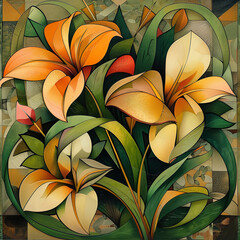 Elegant Art Deco Floral Arrangement in Vintage Style for Timeless Beauty and Sophistication