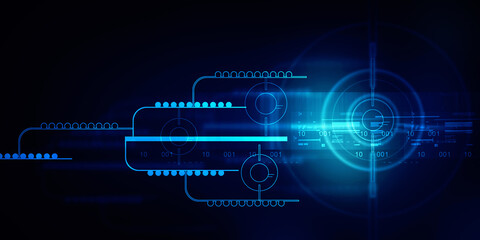 2d illustration Abstract futuristic electronic circuit technology background