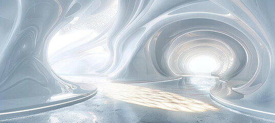 Transcendent White: Abstract Futuristic Background of Minimalist Elegance