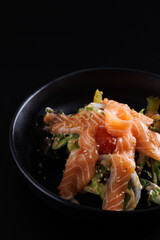 Japanese salad isolated in black background
