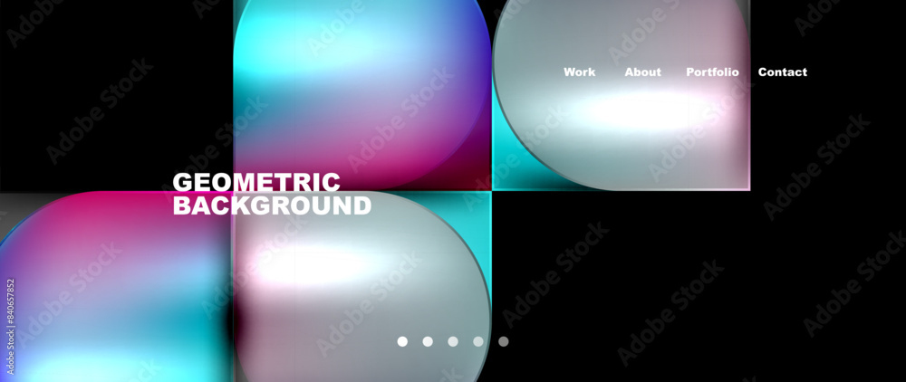 Aufkleber bright colorful squares with round elements minimal geometric background. vector illustration for wa