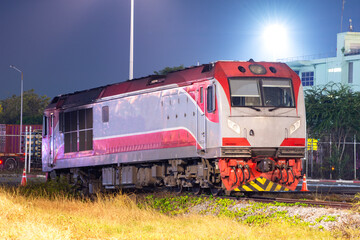 Train, diesel-electric locomotive There was an accident and the tracks derailed.