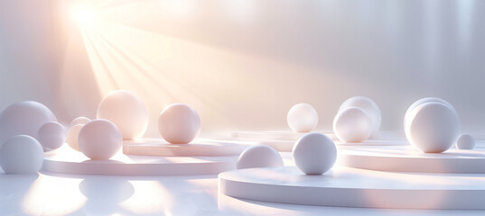 Glowing 3D Light on White Background - Minimalistic and Elegant Illumination Concept