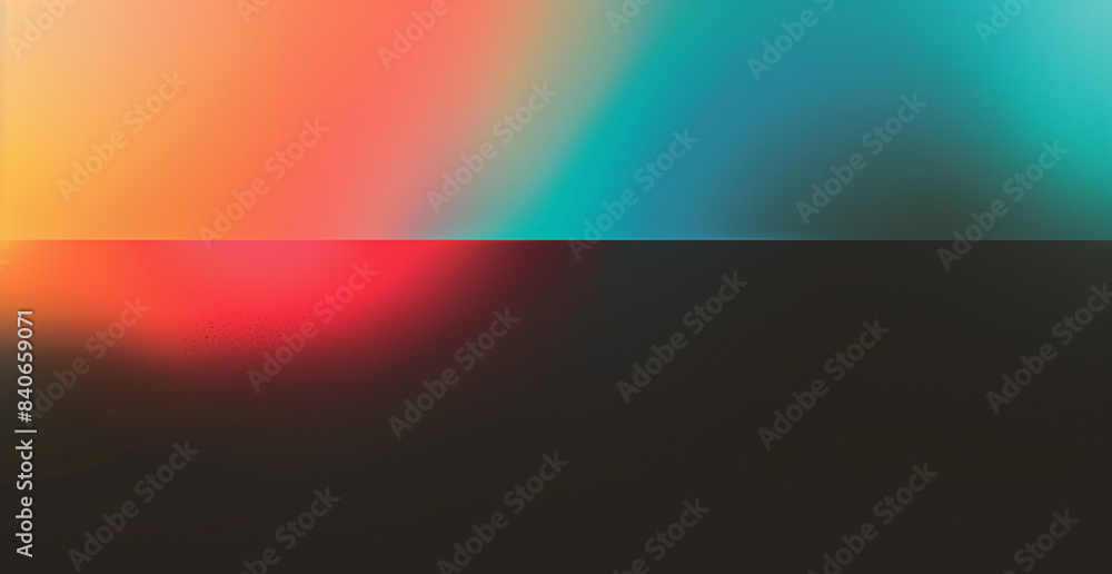 Poster a gradient background with an orange, blue, and red color scheme. the left side is slightly darker t
