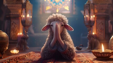 sheep is a symbol of the Muslim animal for adha. Eid al adha. Arafat day. Sacrifice
