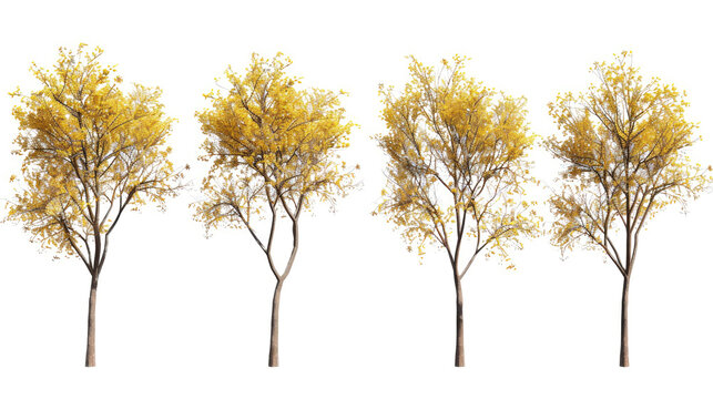 set of with hazel tree with isolated transparent background