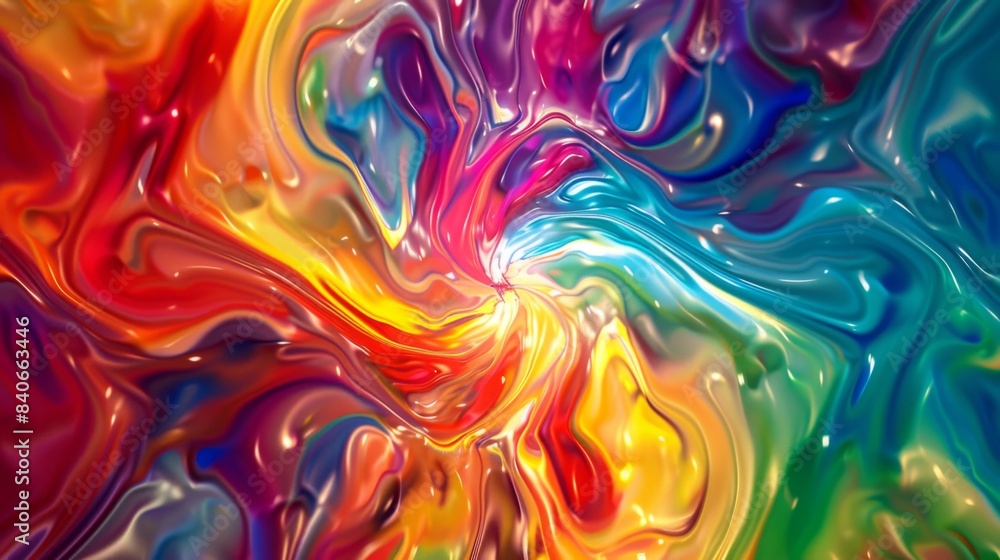 Poster a vibrant abstract background with swirling rainbow colors and a kaleidoscopic effect. the bright an