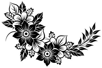 ornament black flowers vector illustration