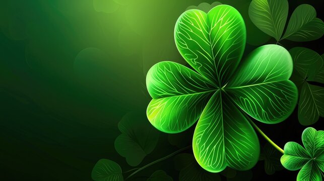 A four-leaf clover sits on a green background, symbolizing good luck and rarity