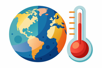 illustration of a thermometer showing high temper vector