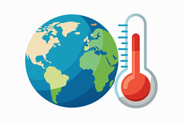 illustration of a thermometer showing high temper vector