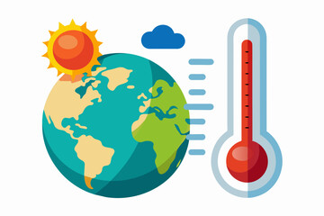 illustration of a thermometer showing high temper vector