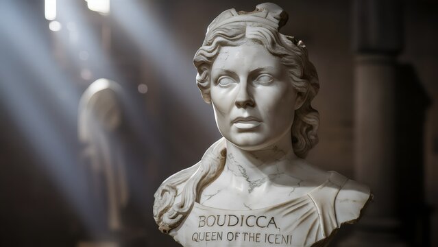 Echoes of Empowerment: Marble Bust of Boudicca, Warrior Queen