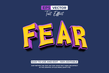 Fear Editable Text Effect 3D Curved Style Theme.