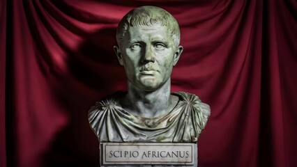 Naklejka premium Hero of Rome: Weathered Bust of Scipio Africanus