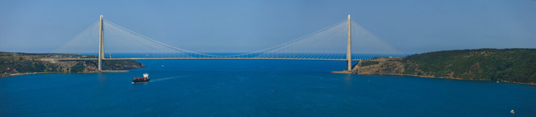 Obraz premium Sea views of the Bosphorus. Large bridges near the city of Istanbul.