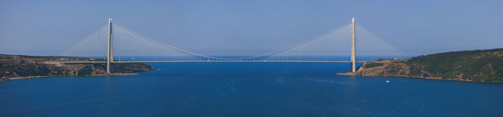 Sea views of the Bosphorus. Large bridges near the city of Istanbul.