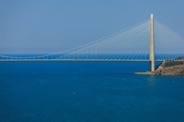 Sea views of the Bosphorus. Large bridges near the city of Istanbul.