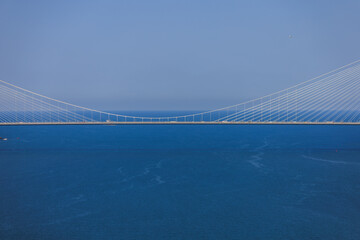 Sea views of the Bosphorus. Large bridges near the city of Istanbul.