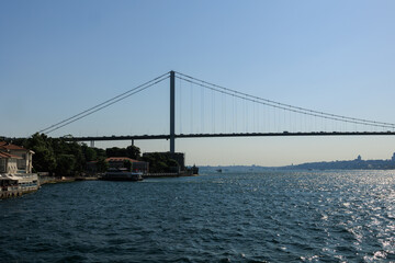 Obraz premium Sea views of the Bosphorus. Large bridges near the city of Istanbul.