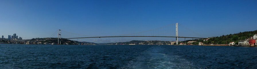 Sea views of the Bosphorus. Large bridges near the city of Istanbul.