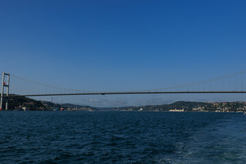 Obraz premium Sea views of the Bosphorus. Large bridges near the city of Istanbul.