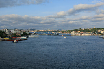 Obraz premium Sea views of the Bosphorus. Large bridges near the city of Istanbul.