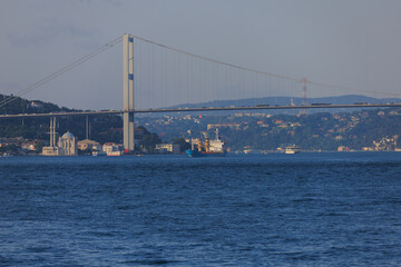 Obraz premium Sea views of the Bosphorus. Large bridges near the city of Istanbul.