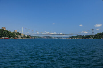 Fototapeta premium Sea views of the Bosphorus. Large bridges near the city of Istanbul.