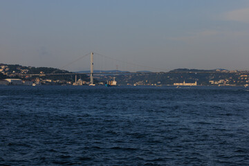 Fototapeta premium Sea views of the Bosphorus. Large bridges near the city of Istanbul.