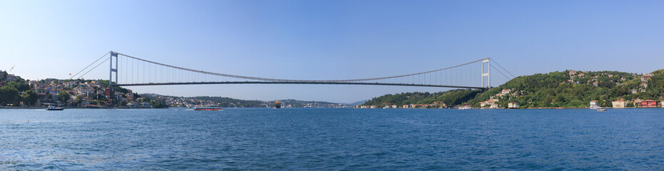 Sea views of the Bosphorus. Large bridges near the city of Istanbul.