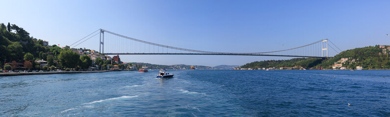 Sea views of the Bosphorus. Large bridges near the city of Istanbul.