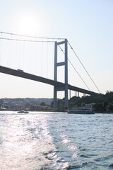 Sea views of the Bosphorus. Large bridges near the city of Istanbul.