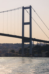 Sea views of the Bosphorus. Large bridges near the city of Istanbul.