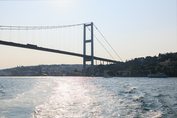 Fototapeta premium Sea views of the Bosphorus. Large bridges near the city of Istanbul.