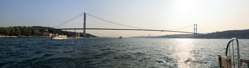 Sea views of the Bosphorus. Large bridges near the city of Istanbul.