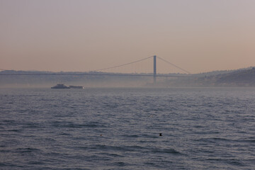 Fototapeta premium Sea views of the Bosphorus. Large bridges near the city of Istanbul.