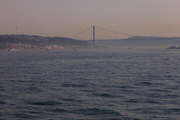 Fototapeta premium Sea views of the Bosphorus. Large bridges near the city of Istanbul.