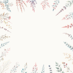 Wedding card design with wild flower frame. Floral invitation template.