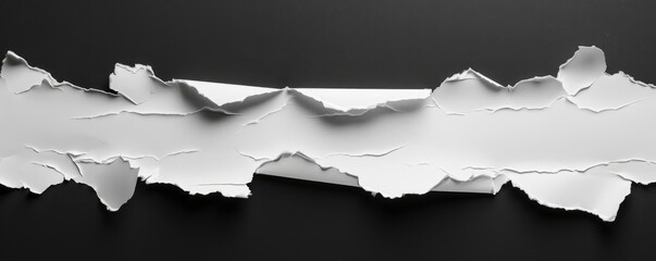 torn piece of white paper on black background