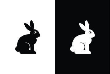 Silhouettes of rabbit, vector illustration, beautiful rabbit. Rabbit silhouette