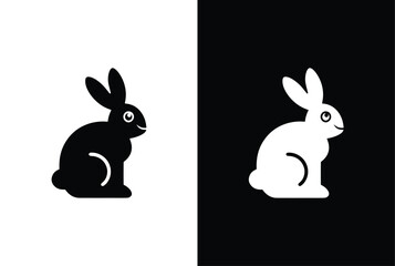 Silhouettes of rabbit, vector illustration, beautiful rabbit. Rabbit silhouette icon