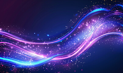 Fototapeta premium Elegant Blue and Purple Glowing Wavy Abstract Background