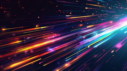 Obraz premium Vibrant Abstract Colorful Light Trails. Dynamic streaks of multicolored lights racing across the frame, capturing the essence of speed and vibrant energy.