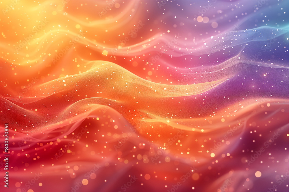 Wall mural abstract colorful wave-like background with glitter and bokeh effects