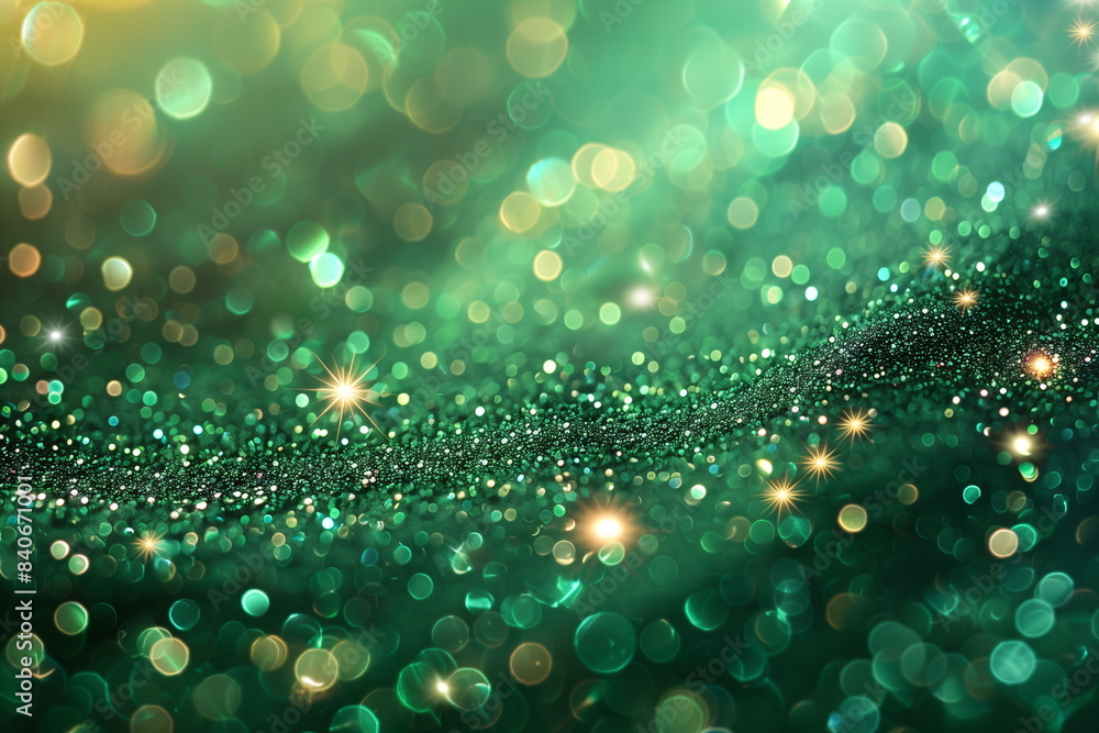 Canvas Prints abstract green and yellow glitter bokeh background